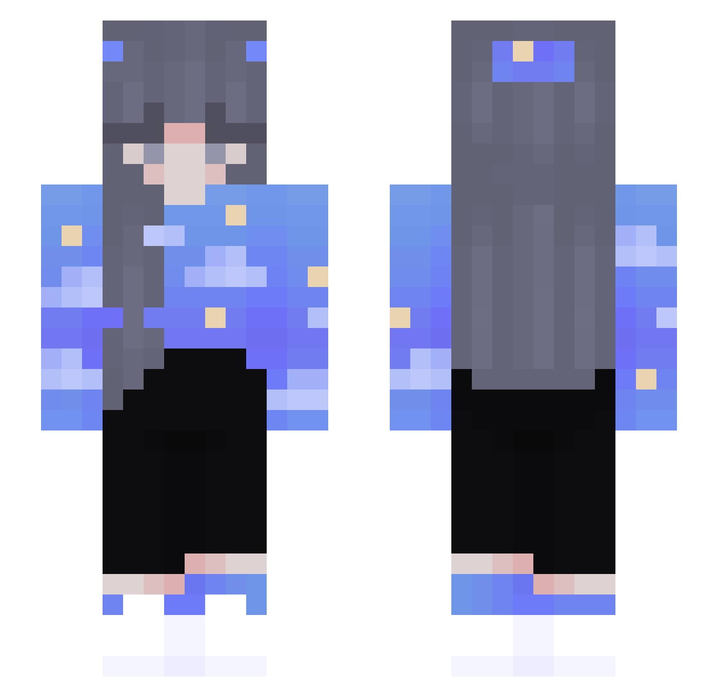 xZozol Minecraft skin, front and back view