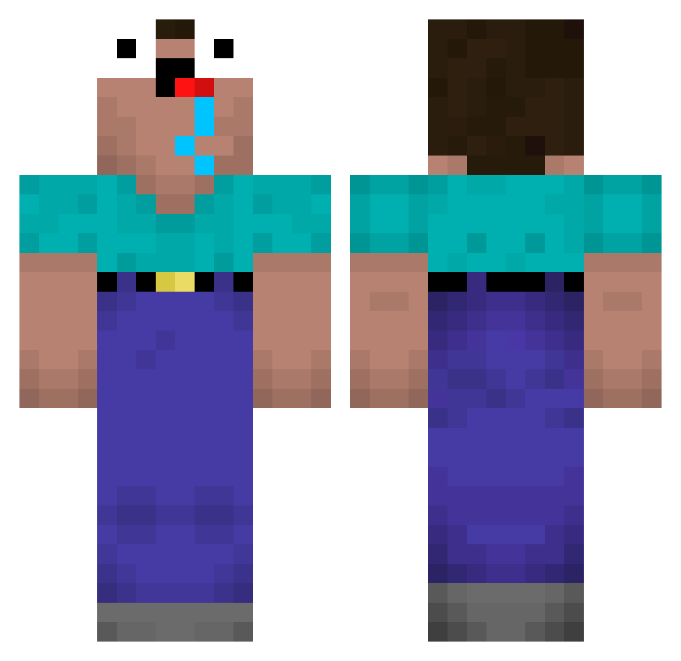 Justmyskillaura Minecraft skin, front and back view