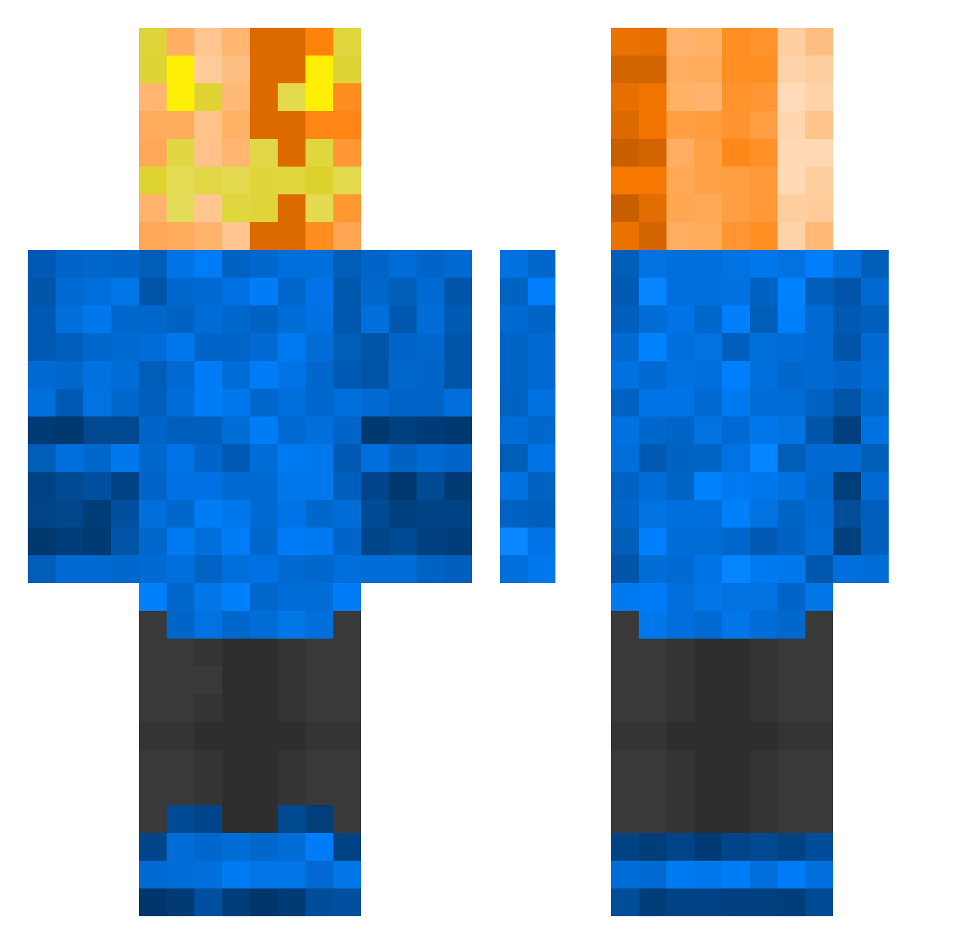 Brykxn Minecraft skin, front and back view