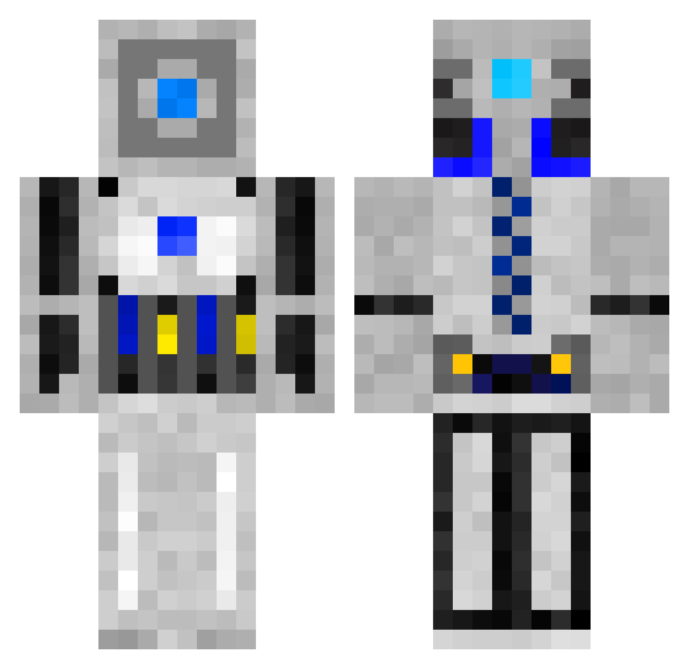 shortcircuited_ Minecraft skin, front and back view