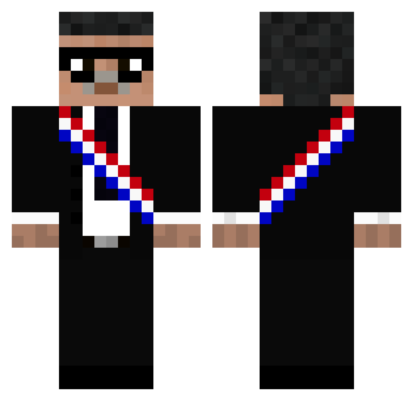 ThePalmaxD Minecraft skin, front and back view