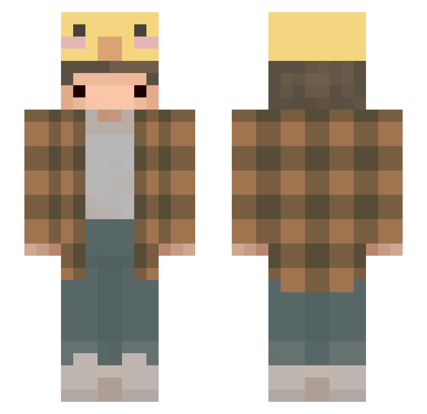 Nephs Minecraft skin, front and back view