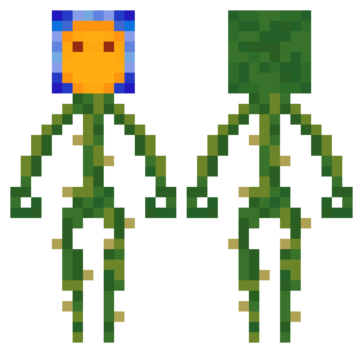 ClockWorkBeta Minecraft skin, front and back view