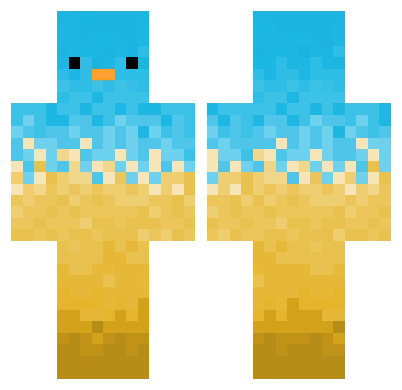 ync0 Minecraft skin, front and back view