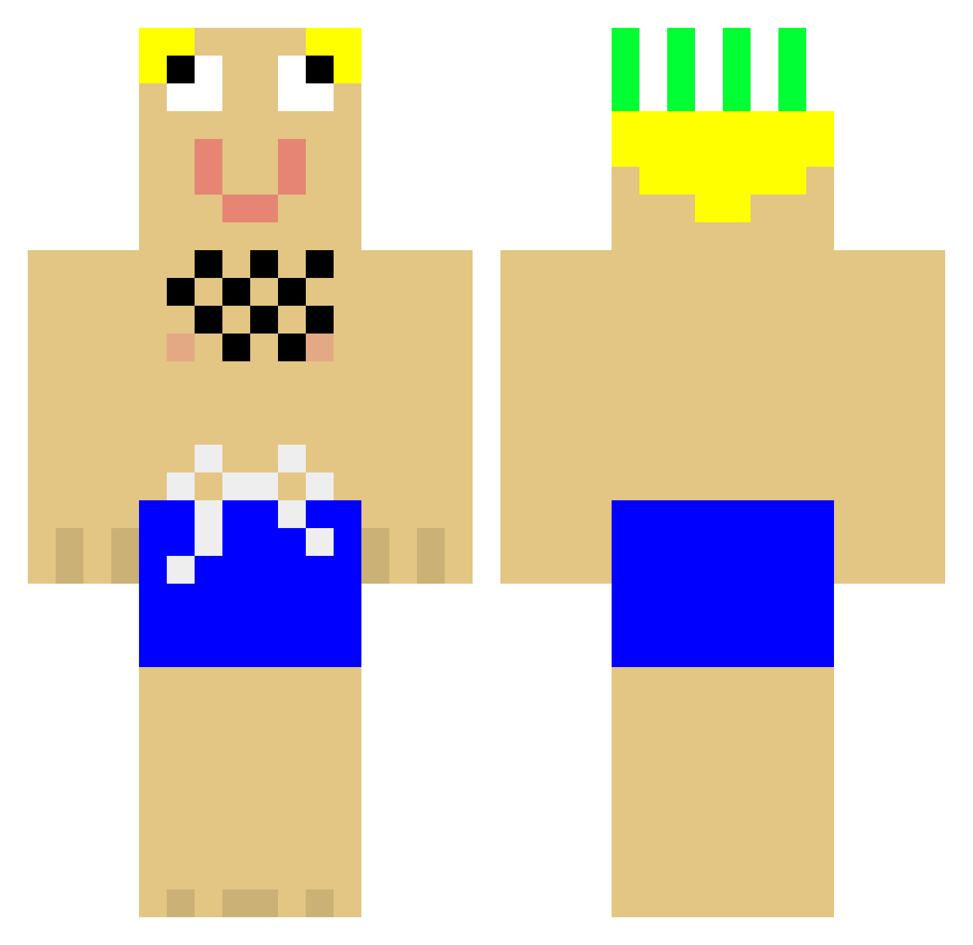 Horseradish Minecraft skin, front and back view