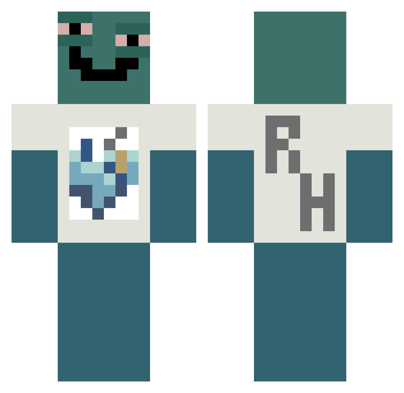MiloTWS Minecraft skin, front and back view