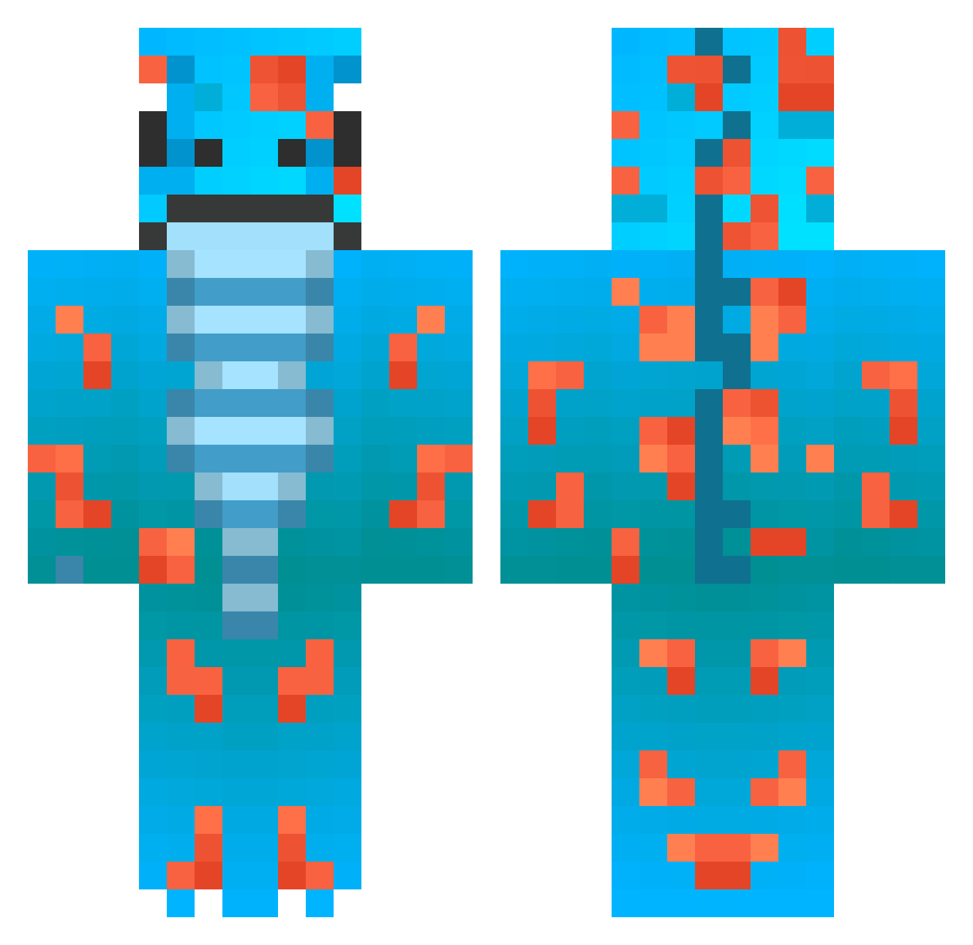 dogfarting Minecraft skin, front and back view