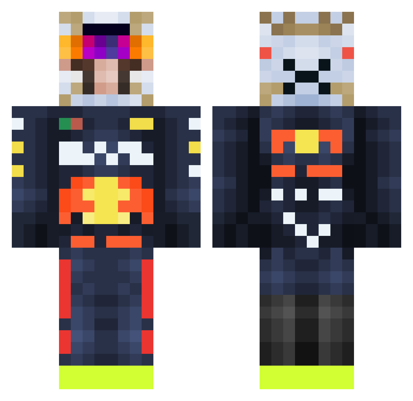 iitzNotMe Minecraft skin, front and back view