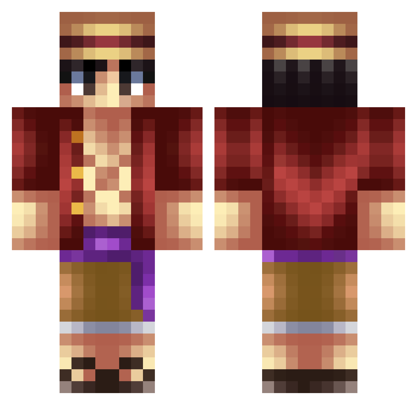 Trabis69 Minecraft skin, front and back view