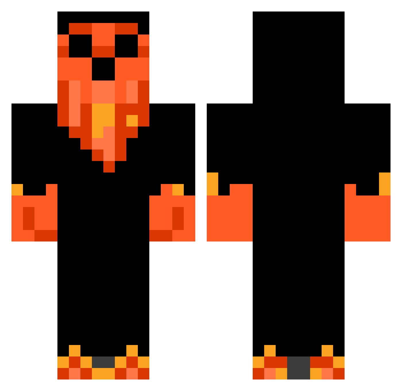 TheeFiery Minecraft skin, front and back view