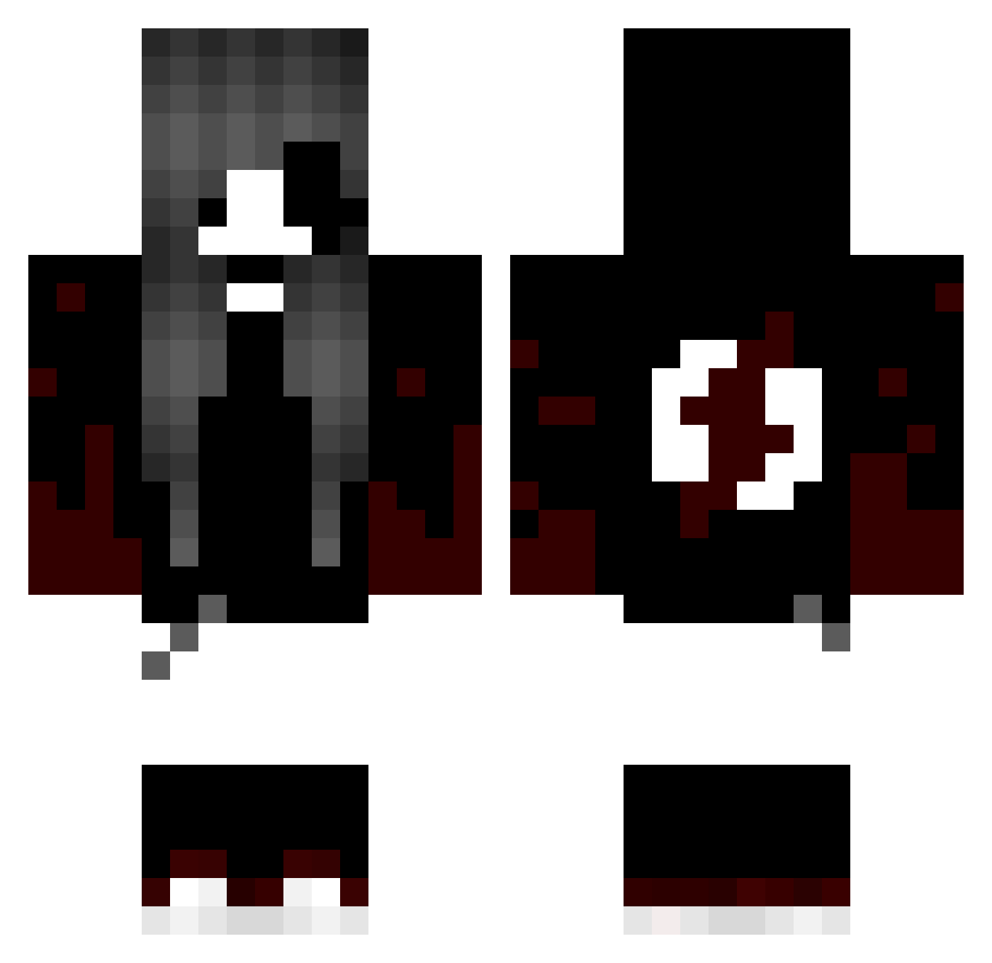 xYouDontKnowMe Minecraft skin, front and back view