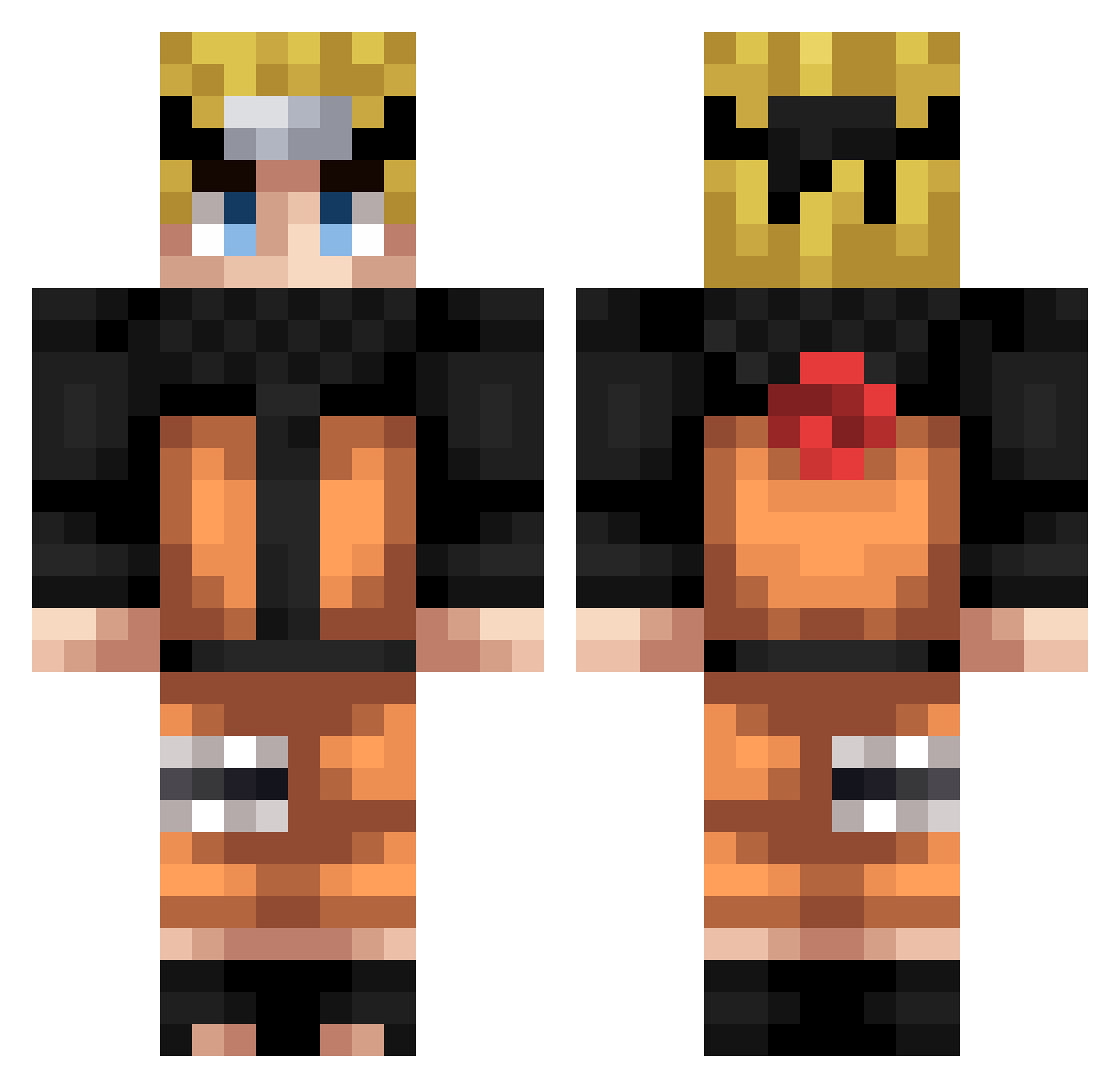 GreenTii Minecraft skin, front and back view