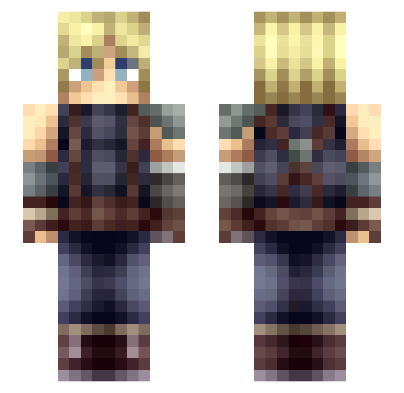 PseudoVE Minecraft skin, front and back view