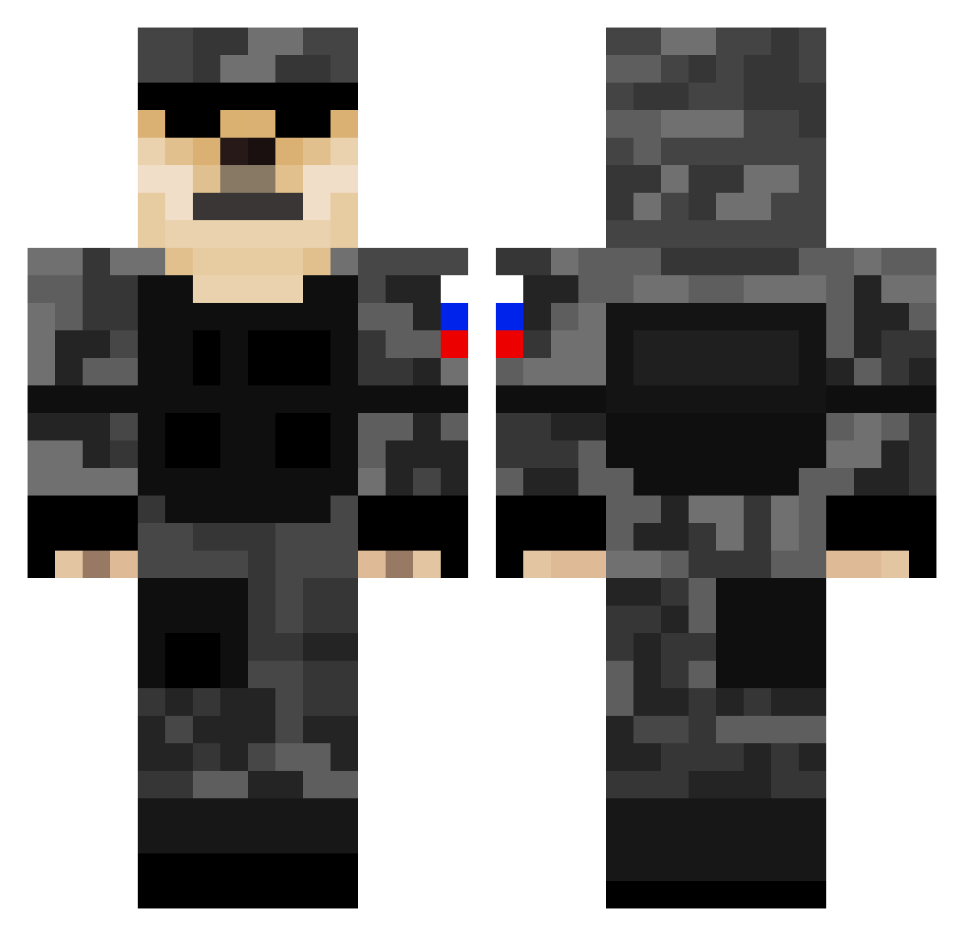 Glass786 Minecraft skin, front and back view