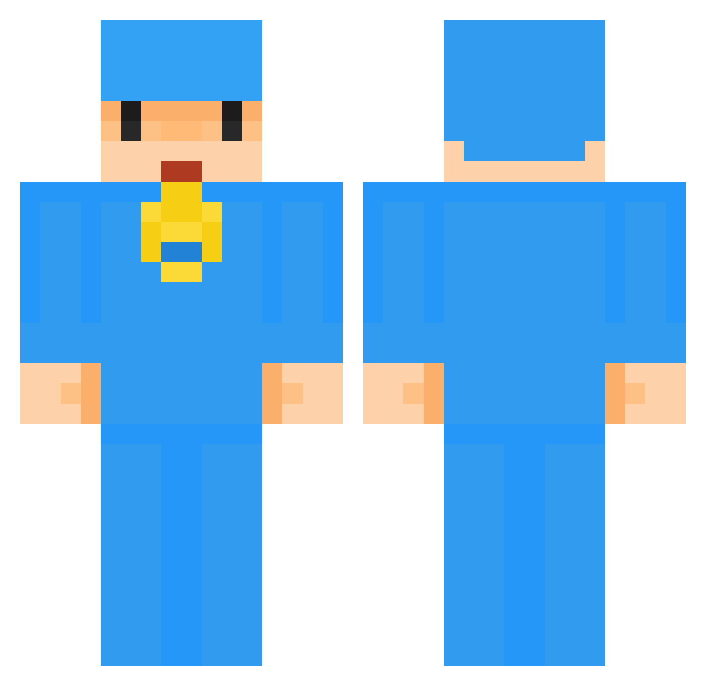 ItzJustTost Minecraft skin, front and back view
