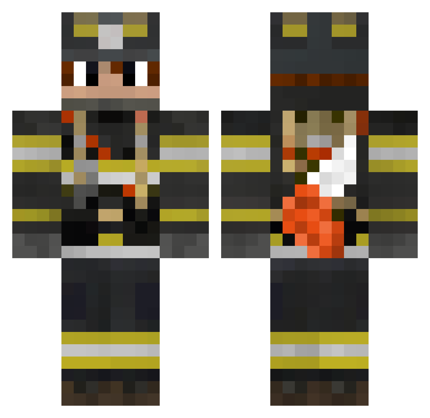 Shadowkillerexe Minecraft skin, front and back view