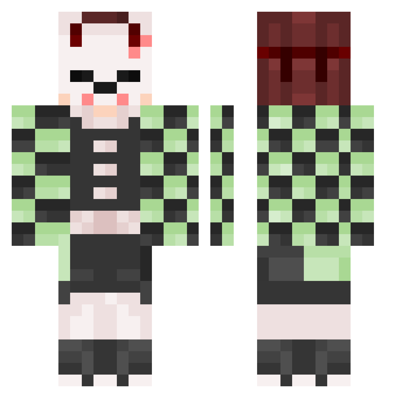 Whoosy Minecraft skin, front and back view