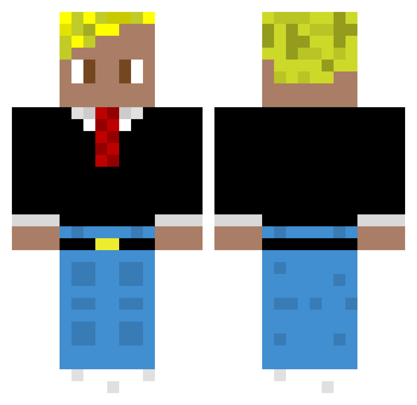 Karlefant Minecraft skin, front and back view