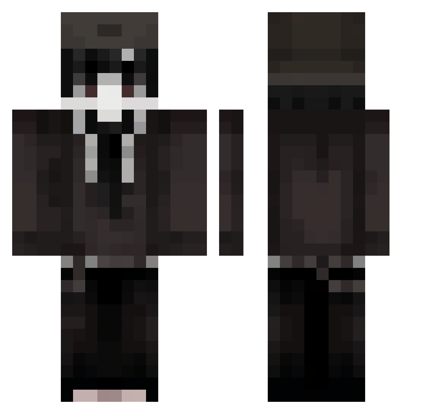 Y1N5 Minecraft skin, front and back view