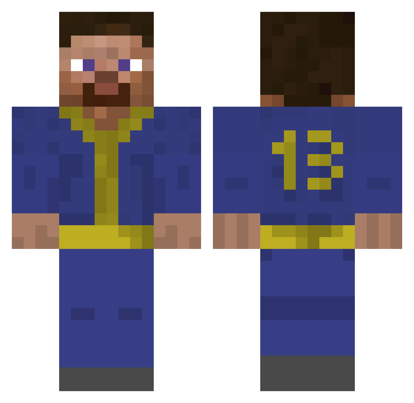 Ibis Minecraft skin, front and back view