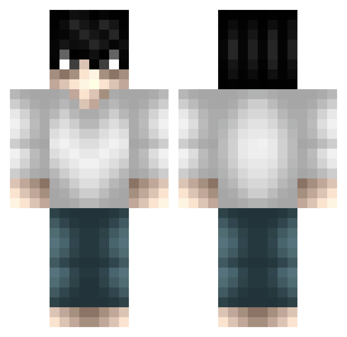 Woader Minecraft skin, front and back view