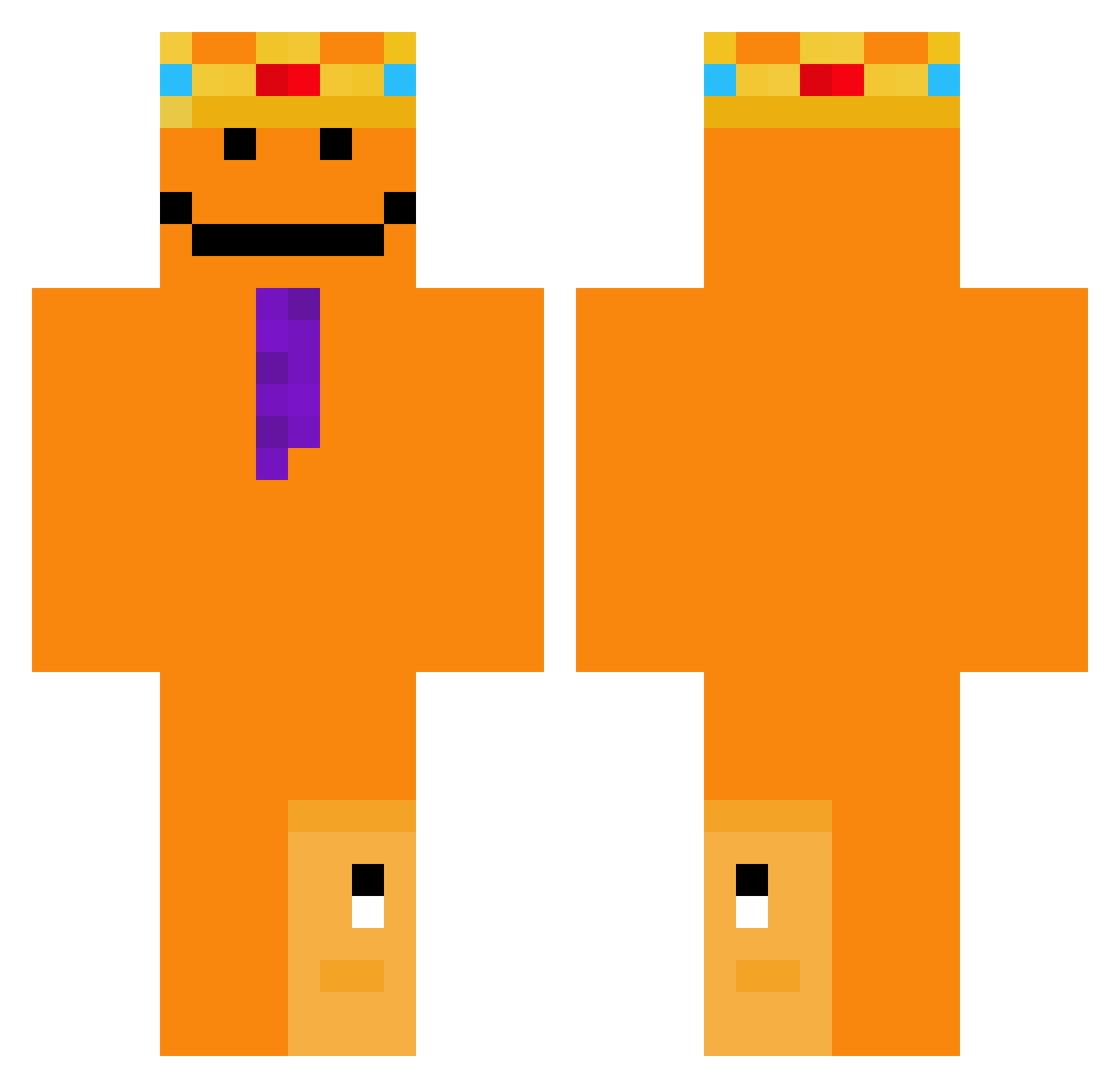 ImNotNemo Minecraft skin, front and back view