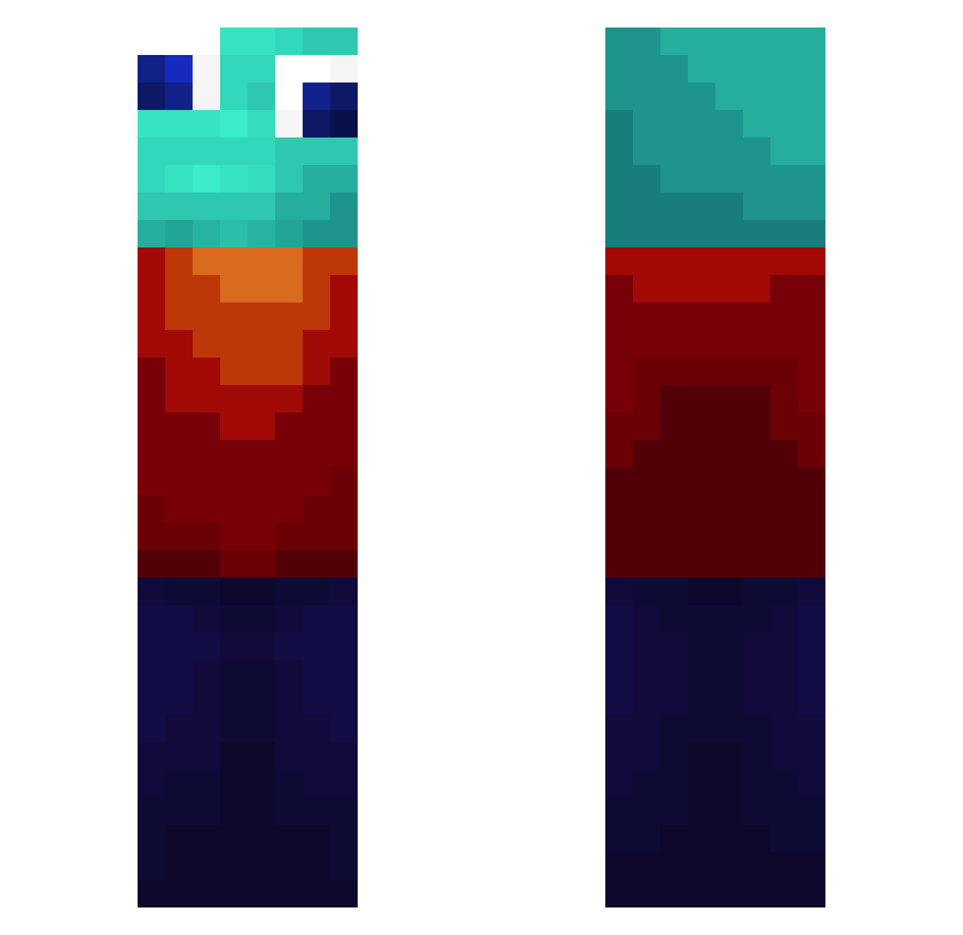 zel0w Minecraft skin, front and back view