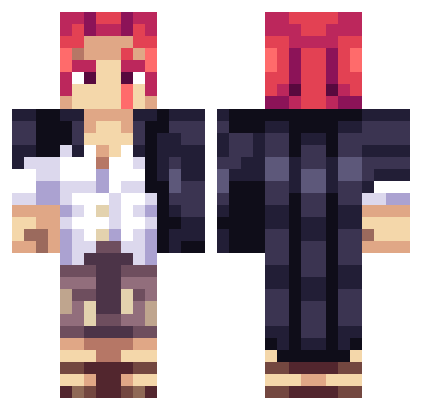 IsaacP01 Minecraft skin, front and back view