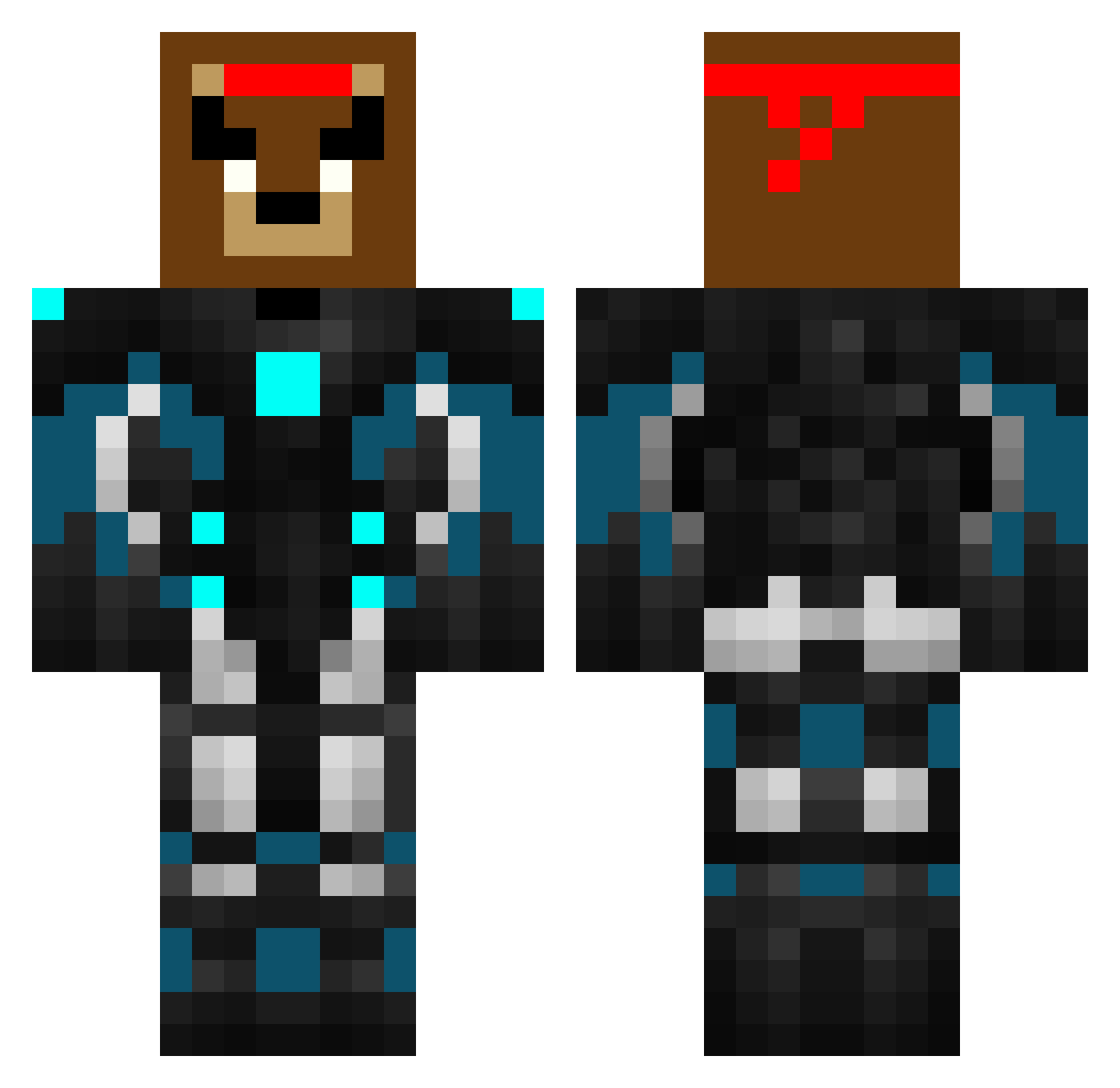 TheBigKodiak Minecraft skin, front and back view