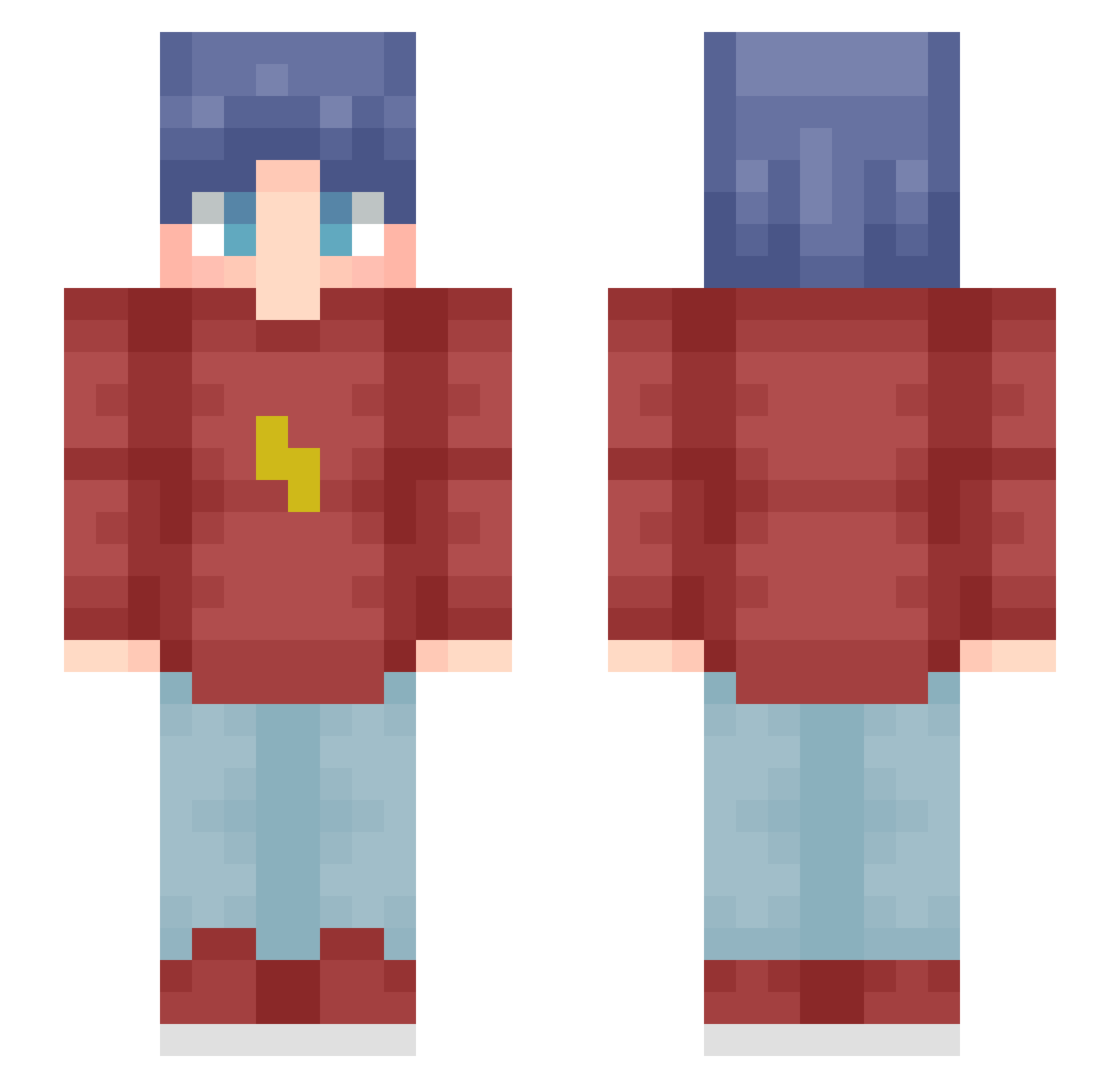 Thulnite Minecraft skin, front and back view