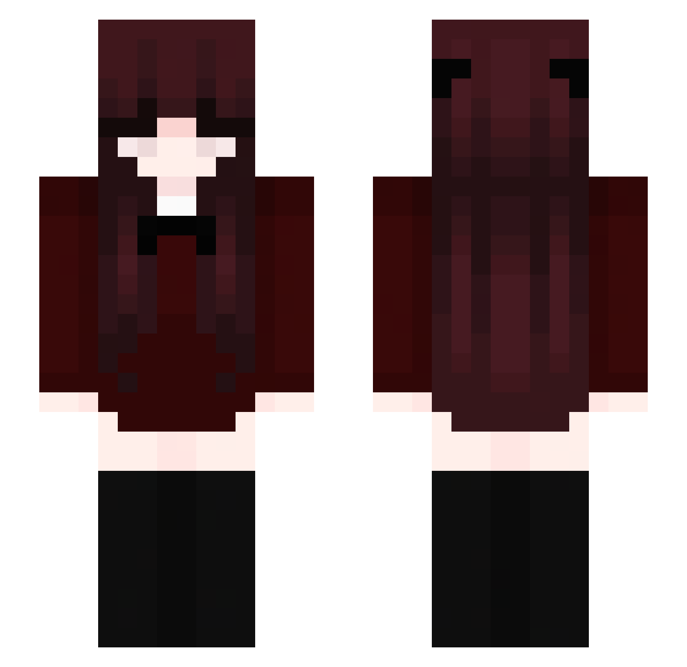 Sheie Minecraft skin, front and back view