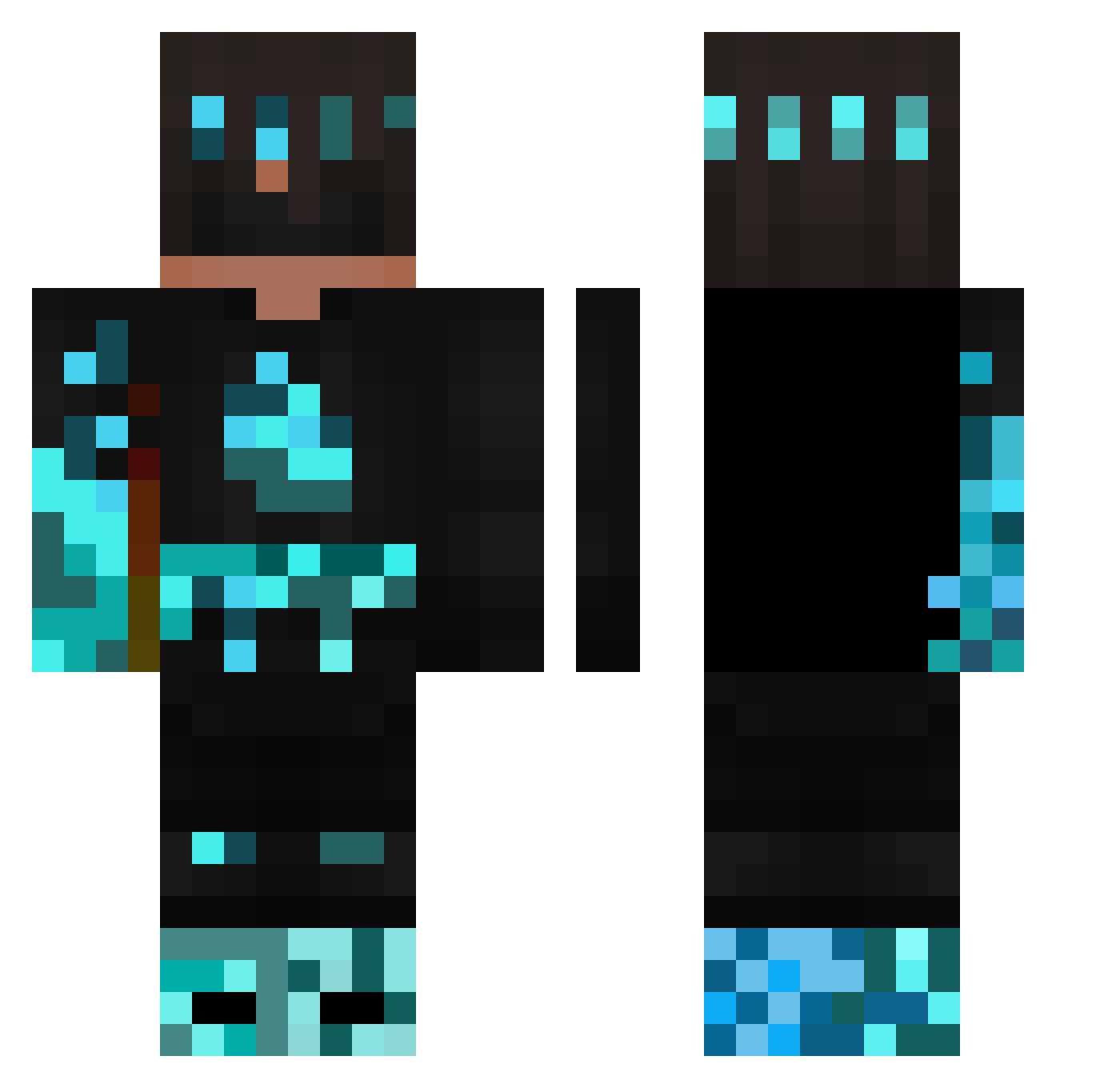 TheFrostFrags Minecraft skin, front and back view