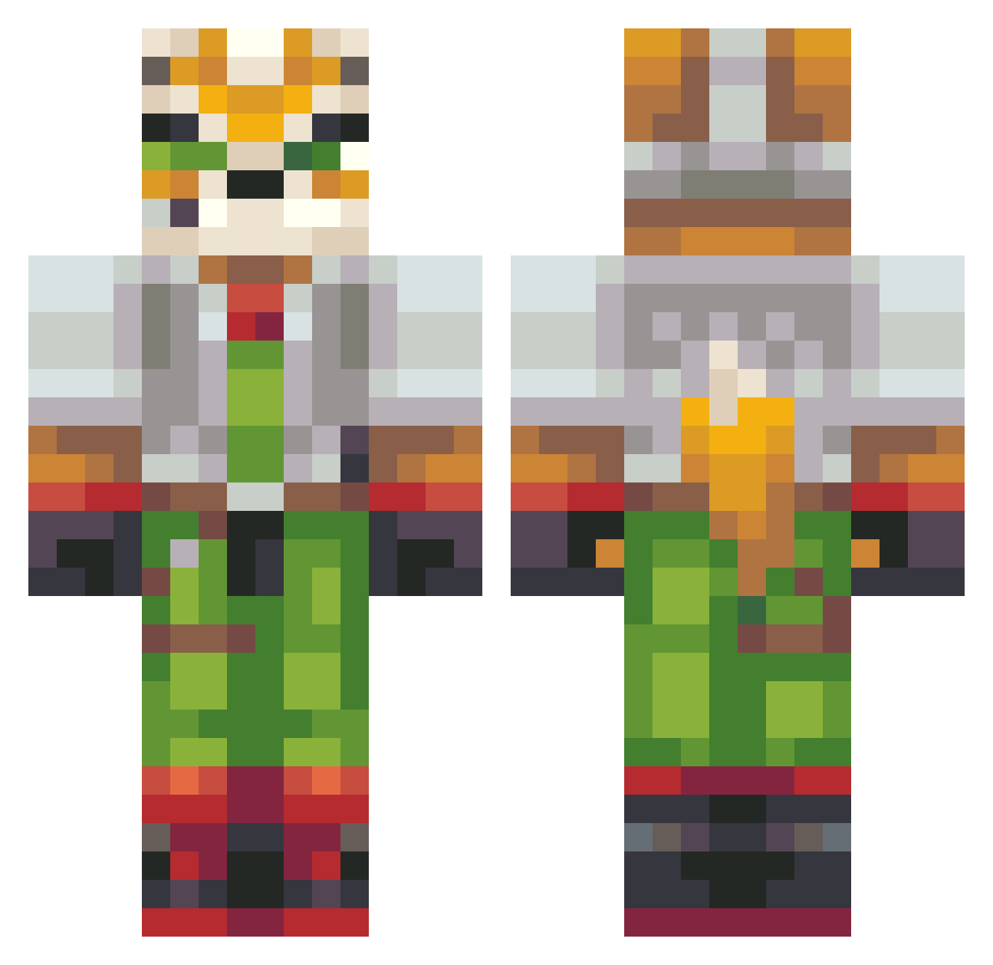 FoxOnly Minecraft skin, front and back view