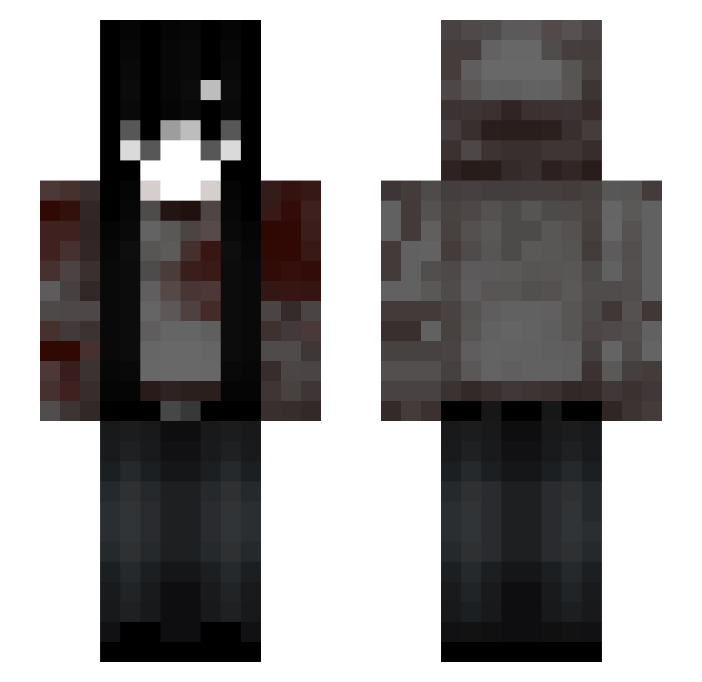 wasberr Minecraft skin, front and back view
