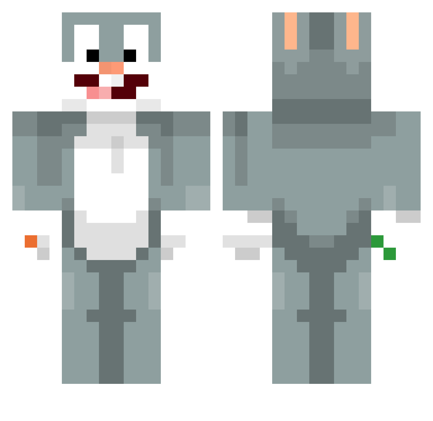 mizuism Minecraft skin, front and back view