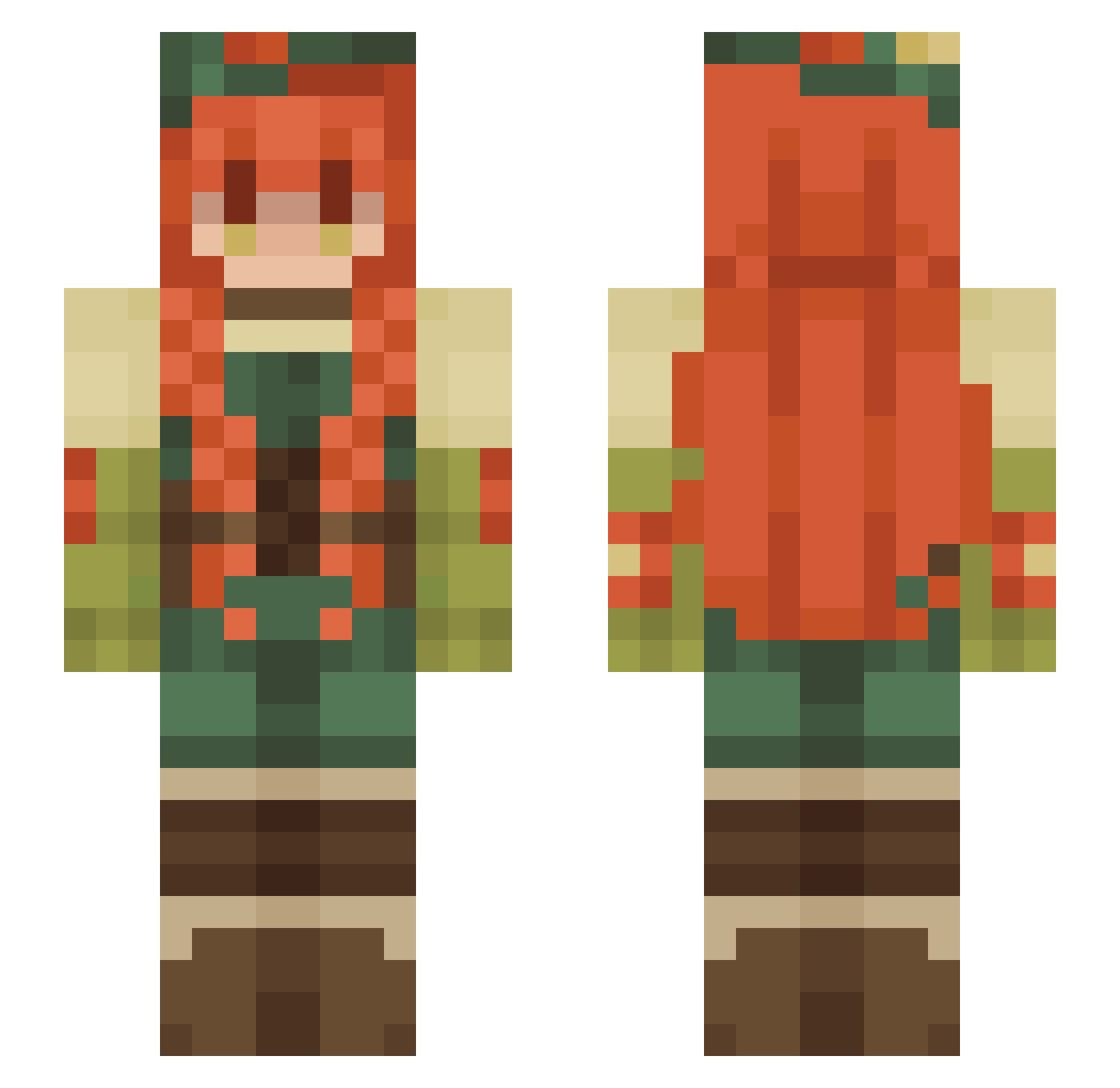 jvstcreature Minecraft skin, front and back view