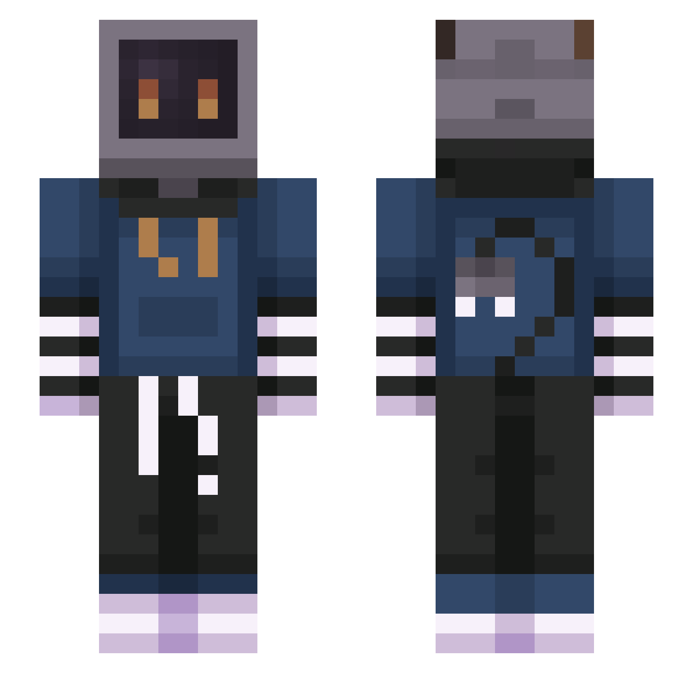 CodeE22 Minecraft skin, front and back view