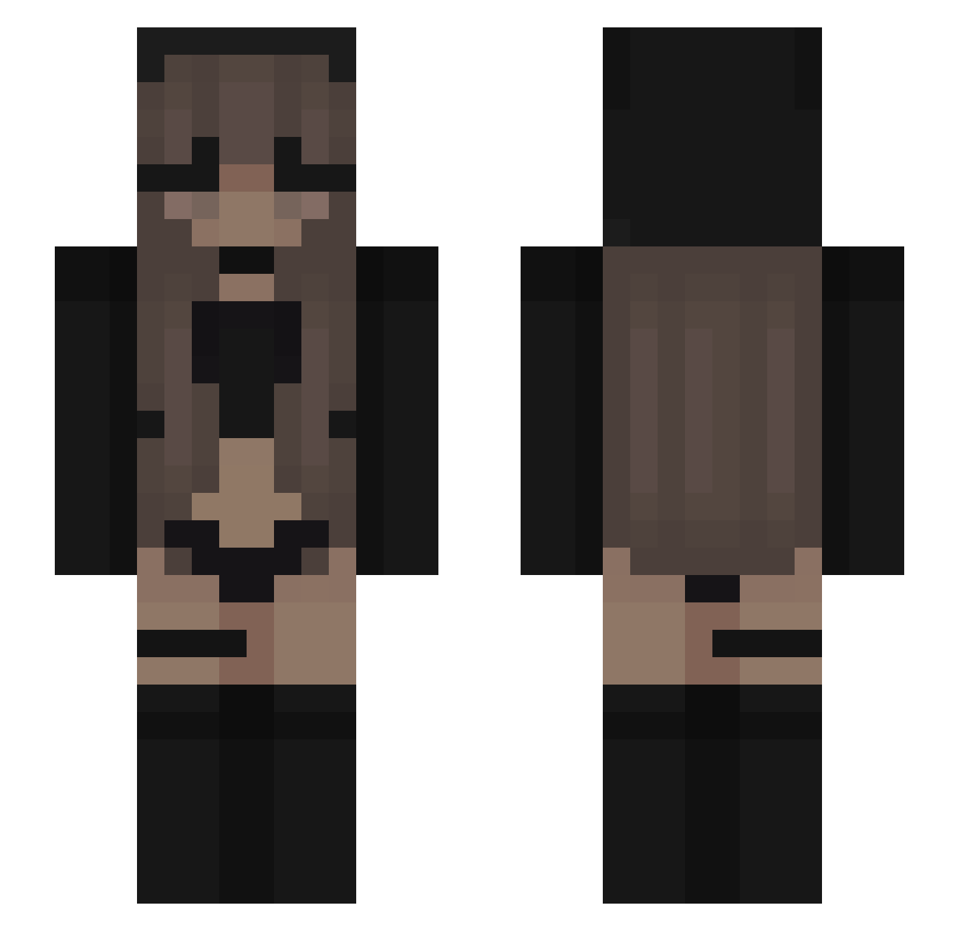 InferMorten Minecraft skin, front and back view
