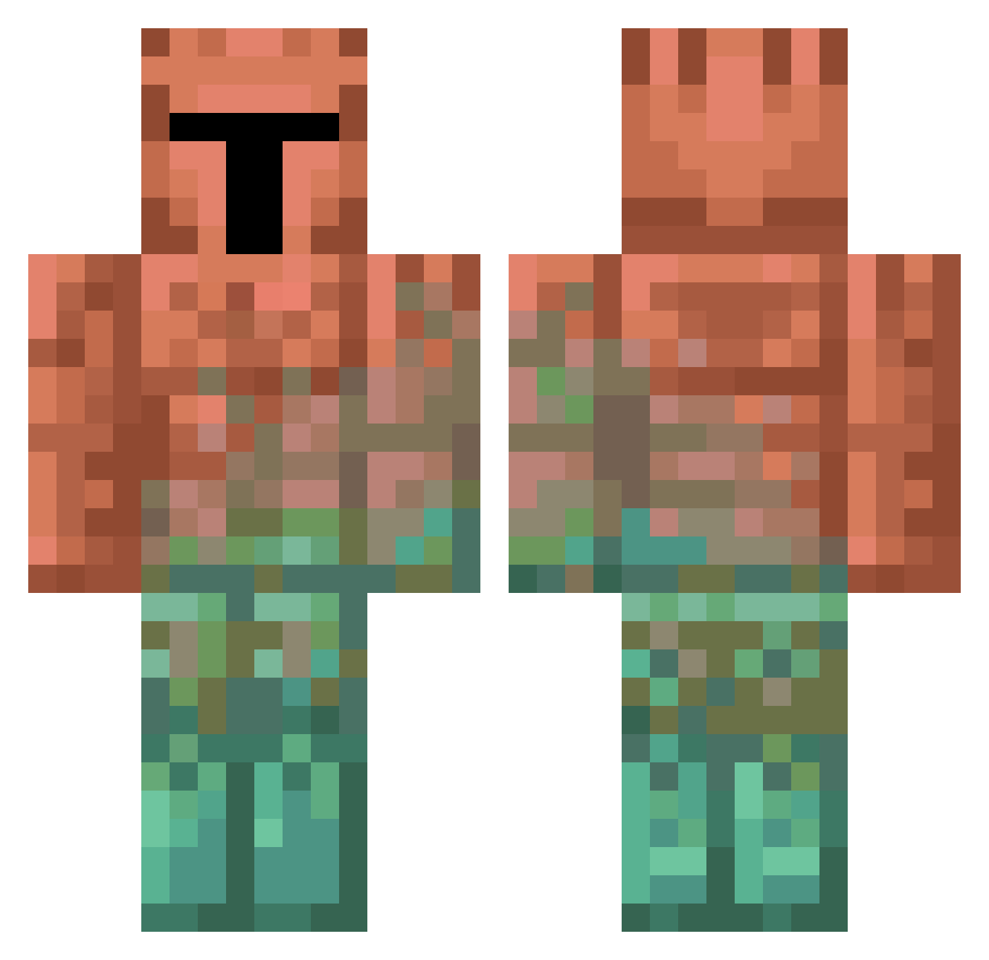 bodeill Minecraft skin, front and back view