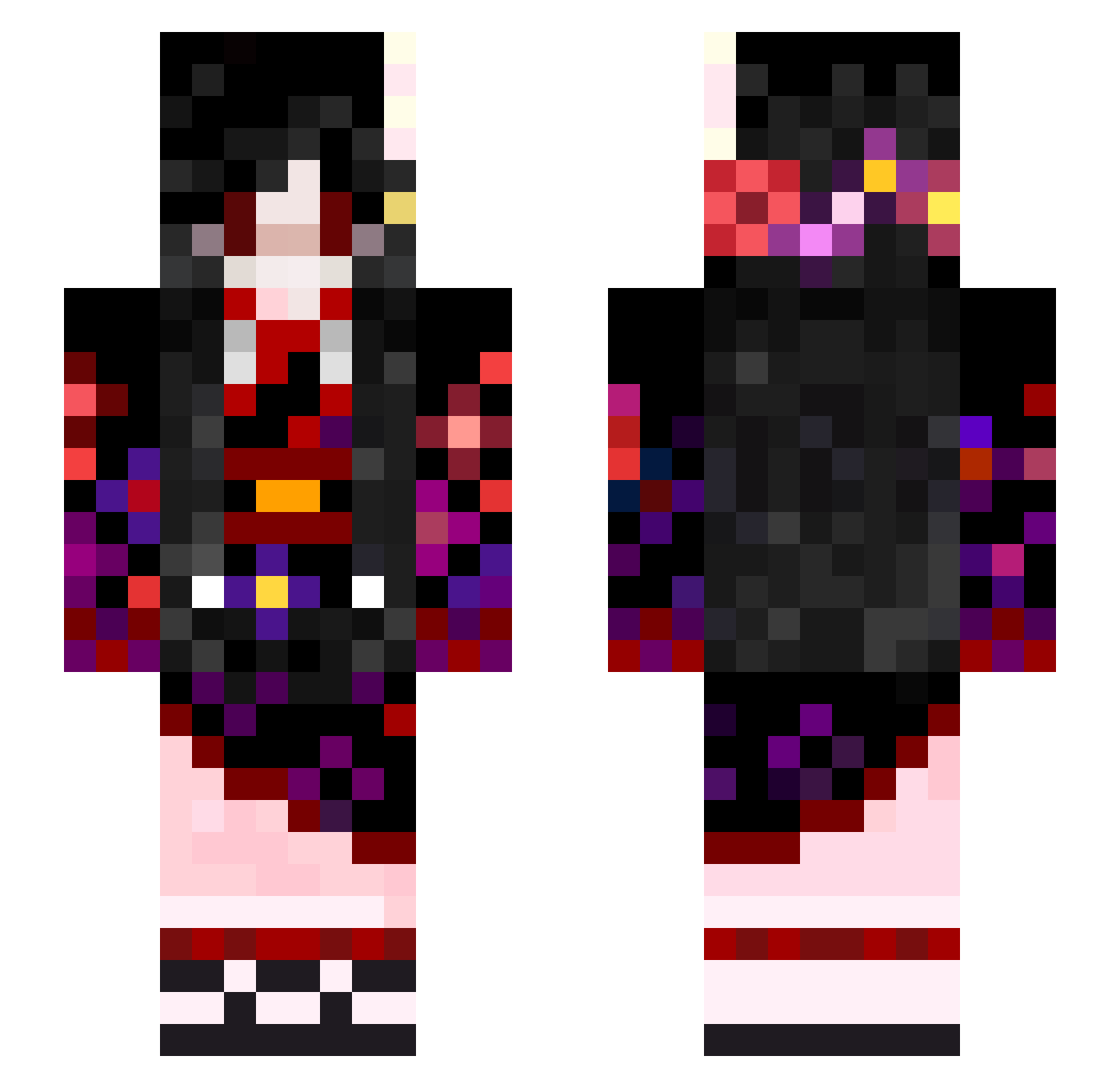 Emmmmmo Minecraft skin, front and back view