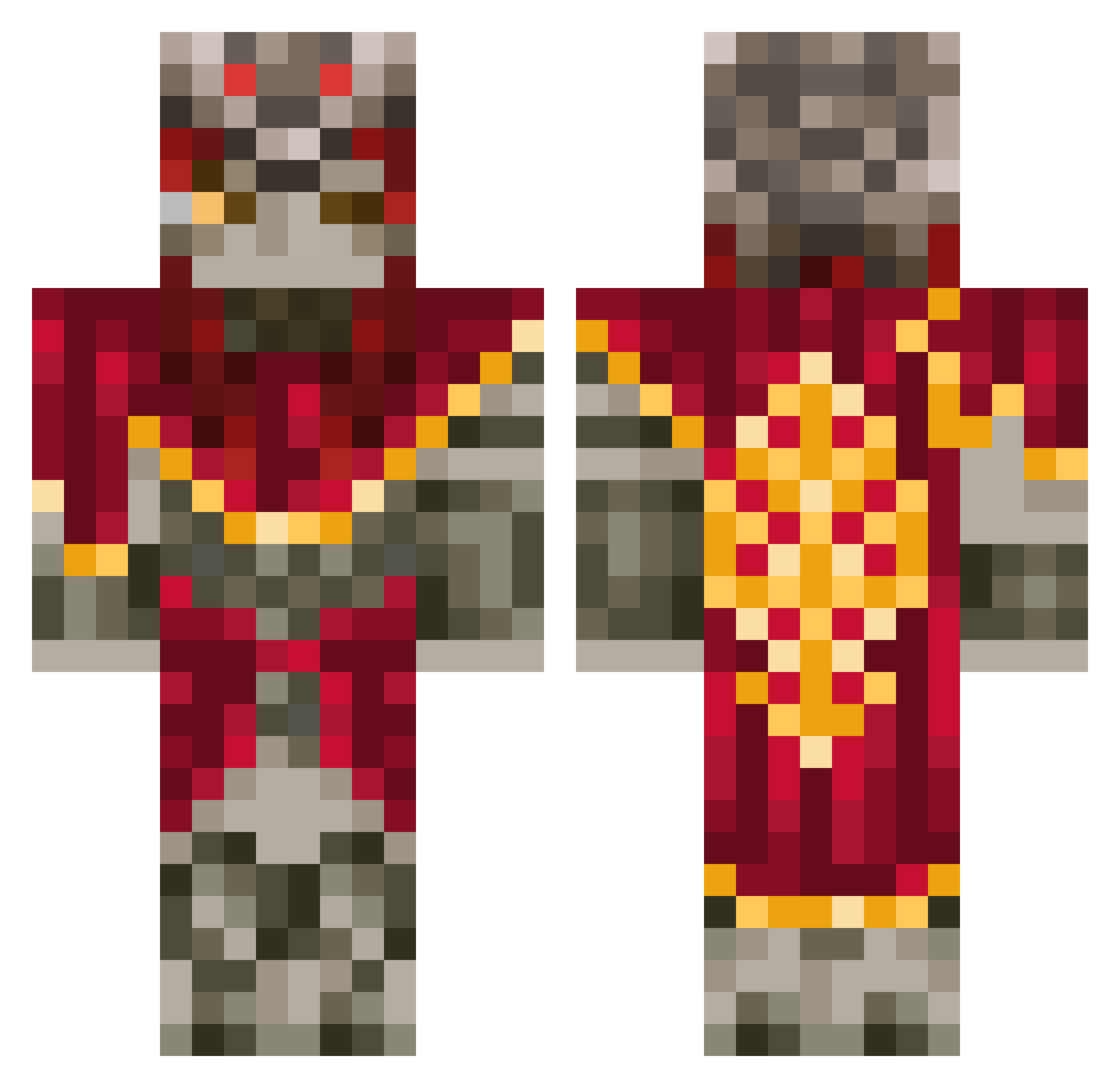 RAxHavoc Minecraft skin, front and back view