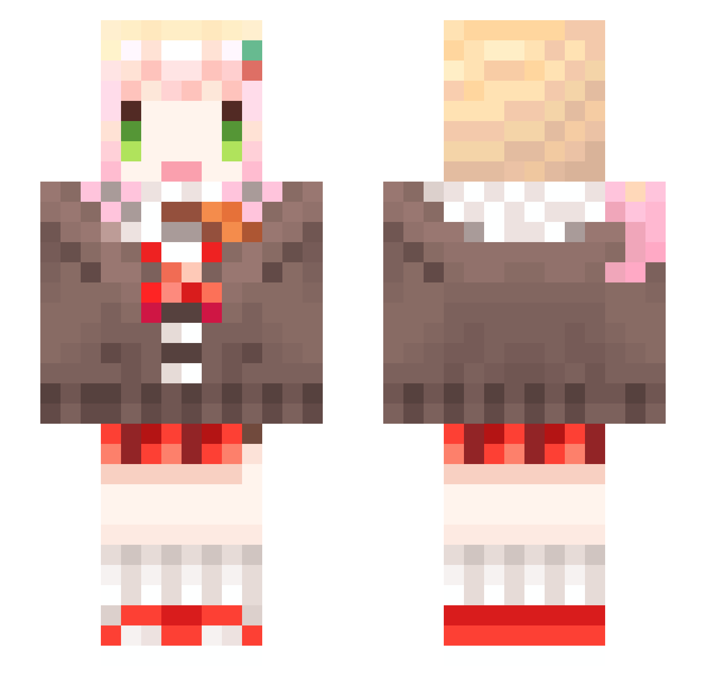 Tomoriru08957 Minecraft skin, front and back view