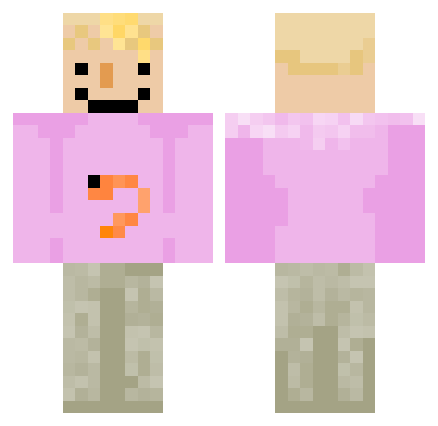 Breloome Minecraft skin, front and back view