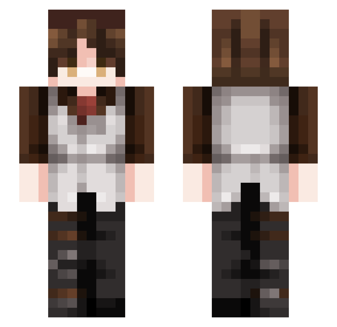 Paacome Minecraft skin, front and back view