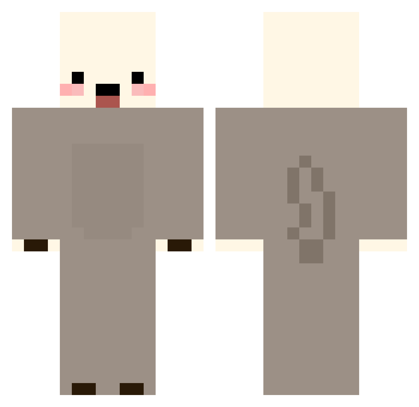 Jihan000805 Minecraft skin, front and back view