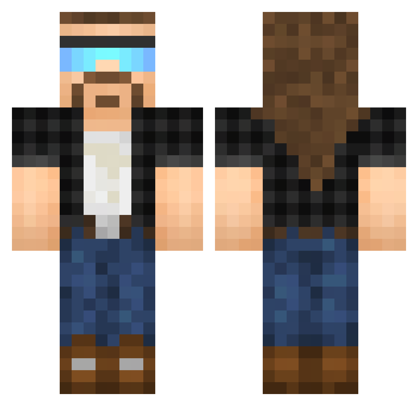 Rexcatcher Minecraft skin, front and back view