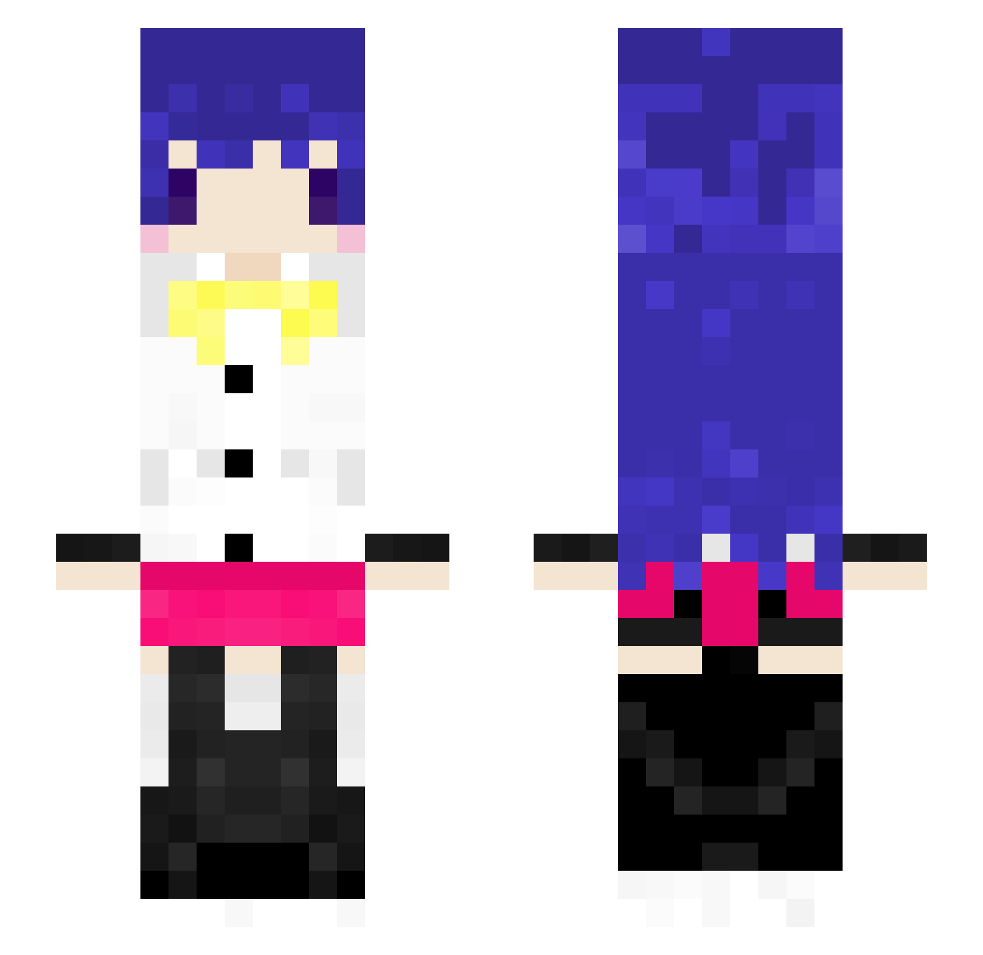 hAndsomechAser Minecraft skin, front and back view