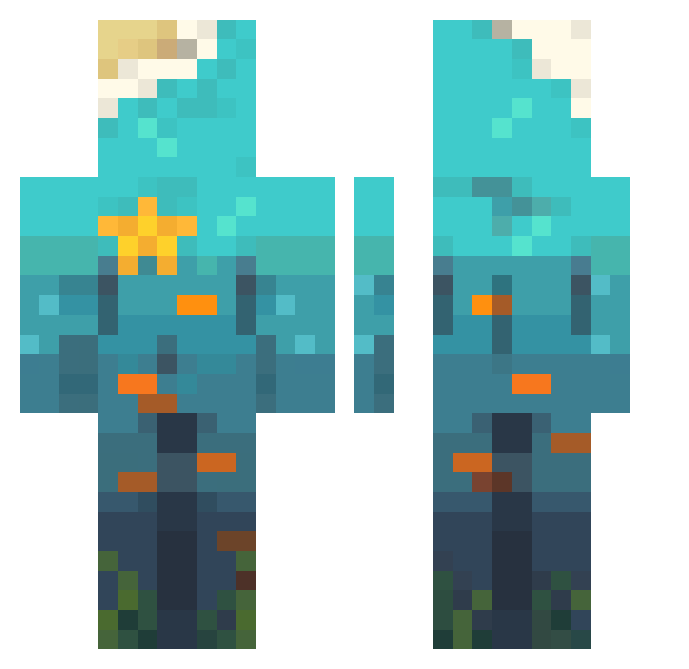 firollo Minecraft skin, front and back view