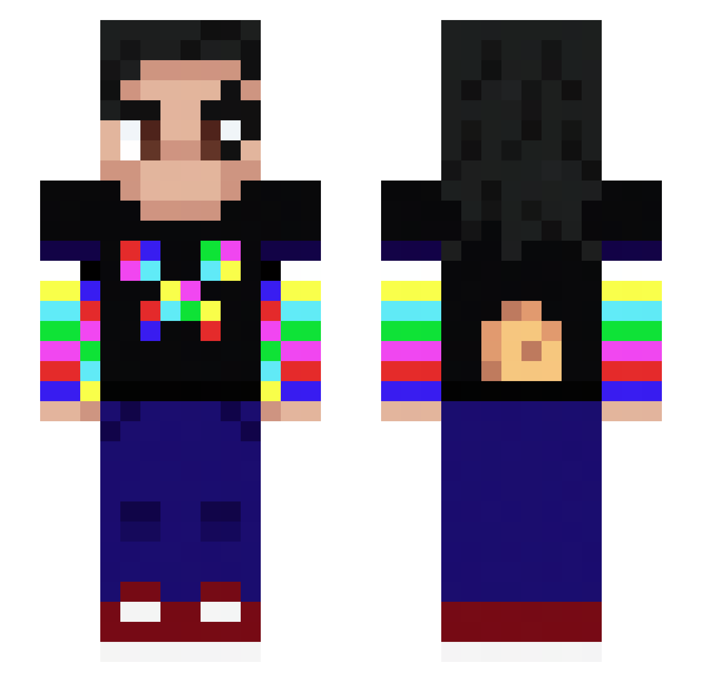 DOG3_RAINBOW Minecraft skin, front and back view