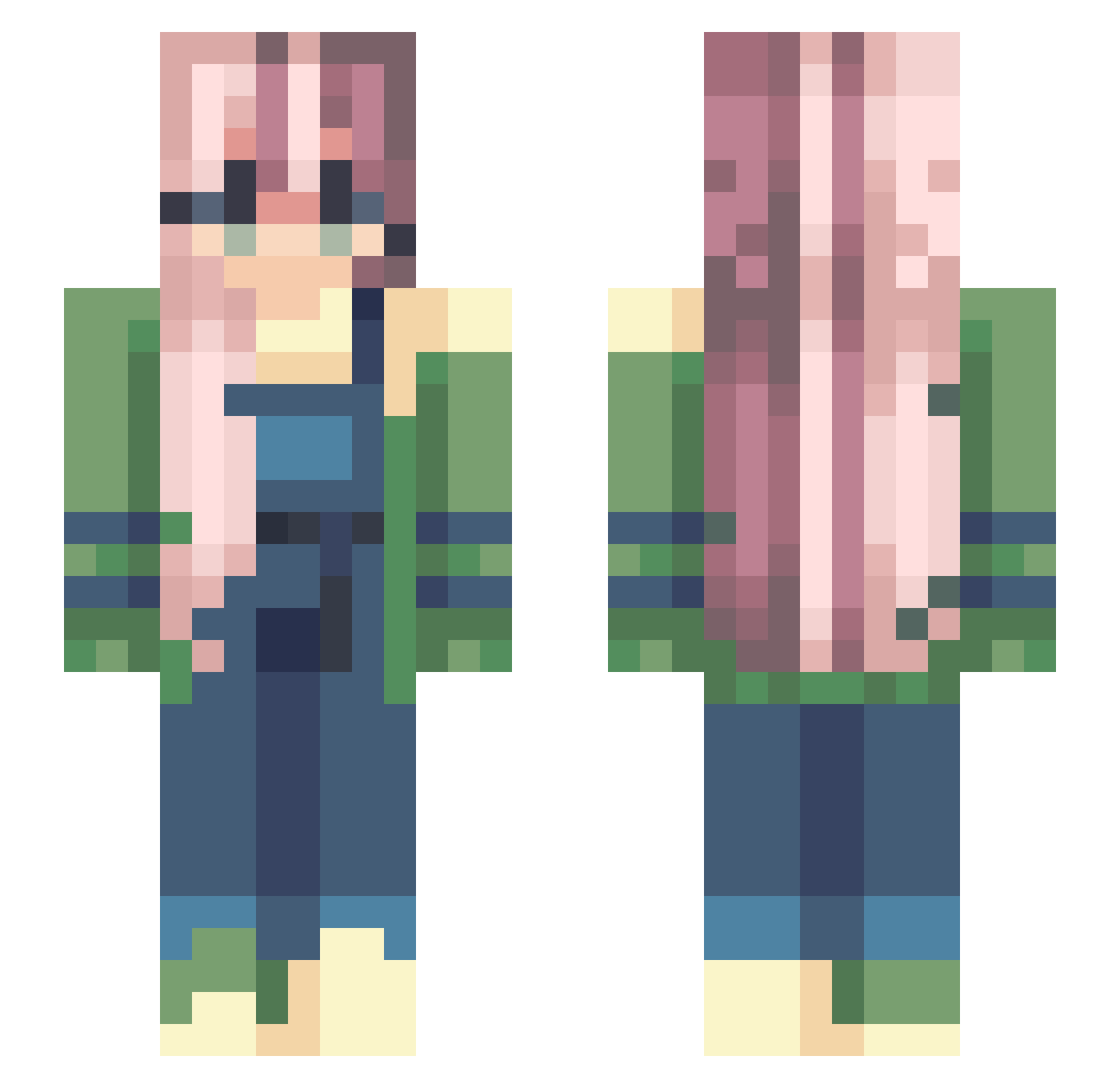 Eavesdropper Minecraft skin, front and back view